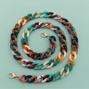 Multicolor Resin Chain Strap Bag Charm Crossbody Y2K Maximalist Purse